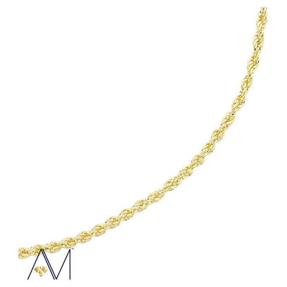 14K Yellow Gold 1.5Mm Rope Chain Necklace, 16–24 Inch, Lobster Clasp, Adult Unisex
