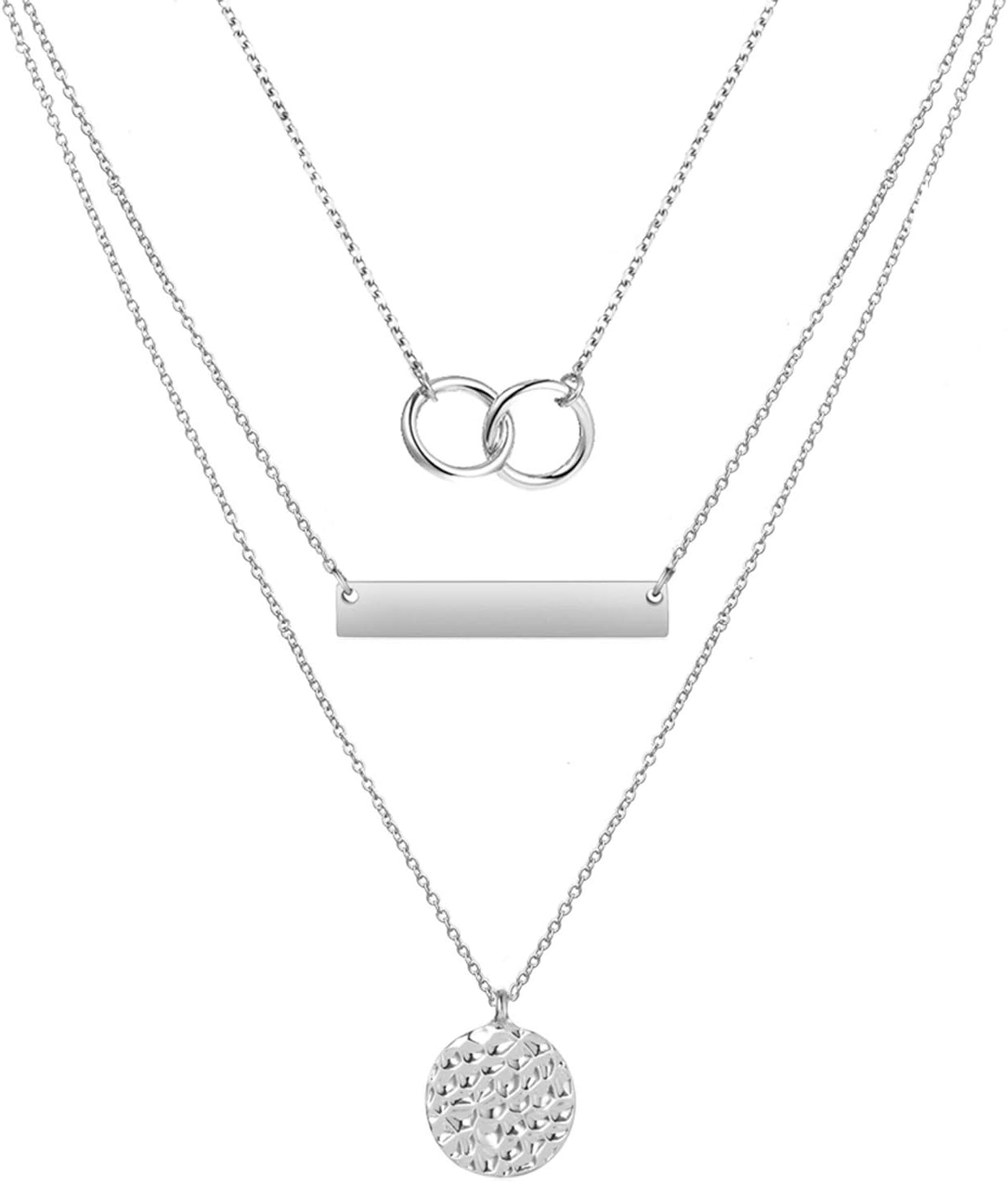 Layered Silver Necklaces for Women Trendy Dainty Layered Pendant Necklace Dainty Jewelry Gifts Stocking Stuffers