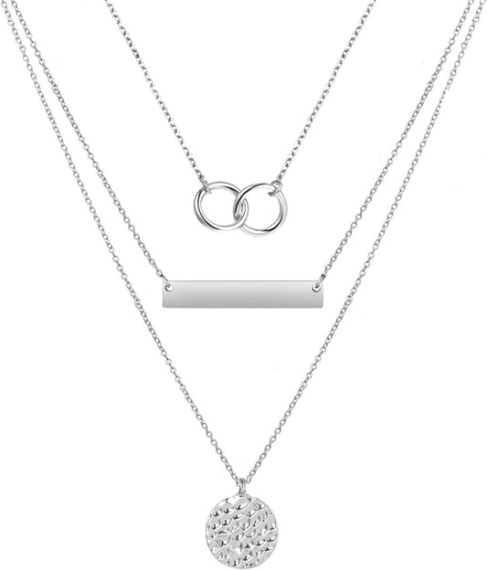 Layered Silver Necklaces for Women Trendy Dainty Layered Pendant Necklace Dainty Jewelry Gifts Stocking Stuffers