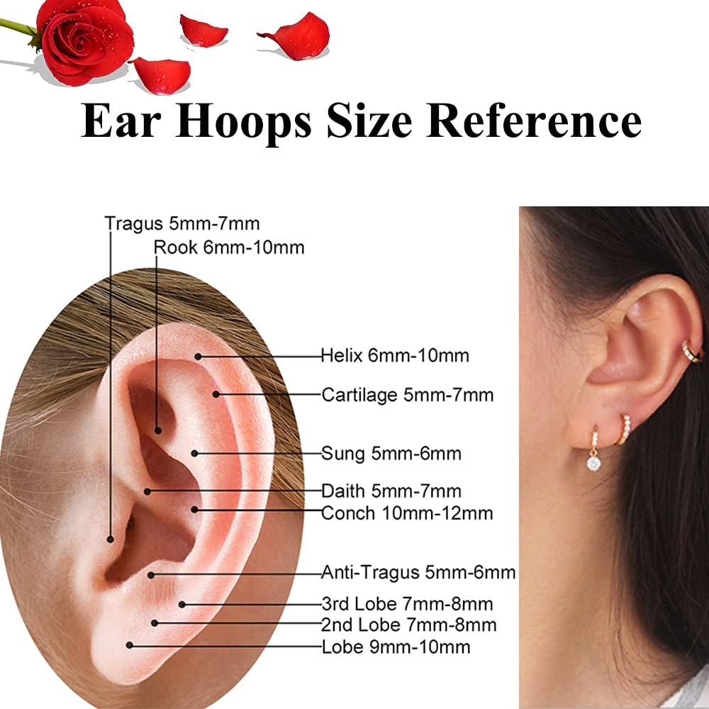 Tiny Huggie Hoop Earrings 925 Sterling Silver CZ Cubic Zirconia 5Mm Small Cartilage Hugging Earring Mini Hoop Rook Daith Forward Helix Snug Tragus Piercing for Women