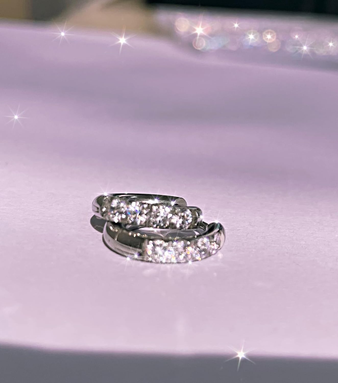 316L Surgical Stainless Steel Huggie Hoop Earrings with Cubic Zirconia, 10G 12G 14G 8-20Mm Cartilage Lobe Earrings, 14G Piercing Jewelry