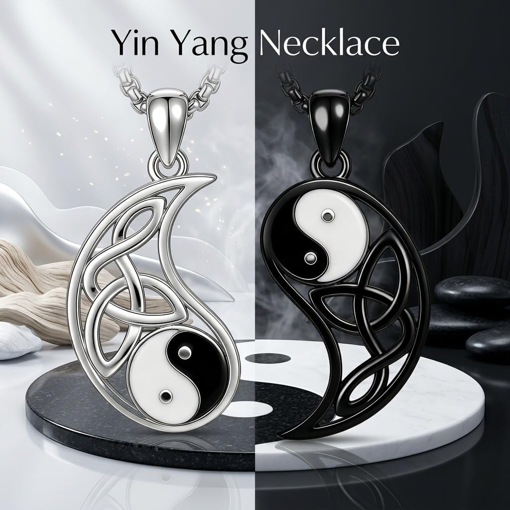 18K White Gold-Plated Yin Yang Pendant Necklace