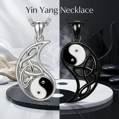18K White Gold-Plated Yin Yang Pendant Necklace