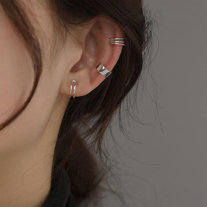 Boho Cartilage Ring Earrings Double Lines Ear Cuffs Set Minimalist Fake Helix Earcuff Earrings Simple No Piercing Earrings Jewelry for Women