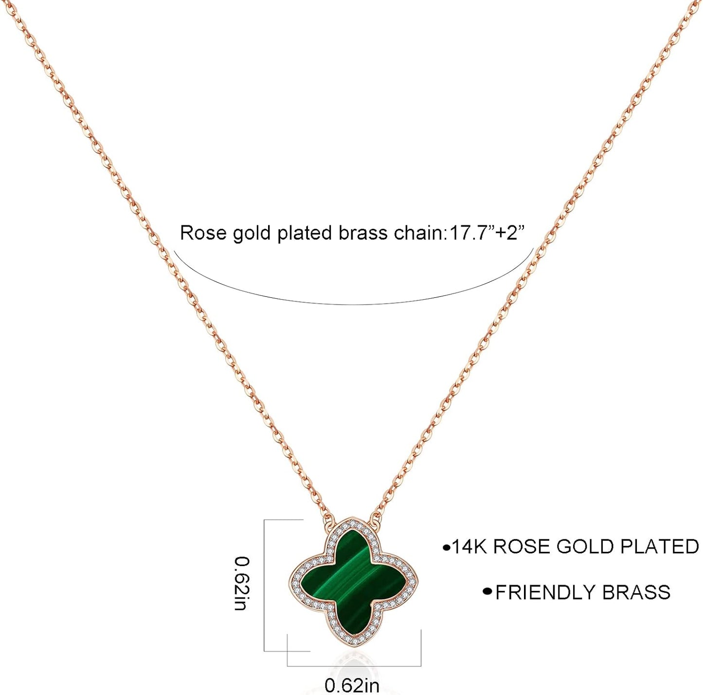 Dainty Lucky Clover Necklace 14K Gold Plated Four Leaf Clover Necklace for Women, Simple Necklace Jewelry for Girls Teen