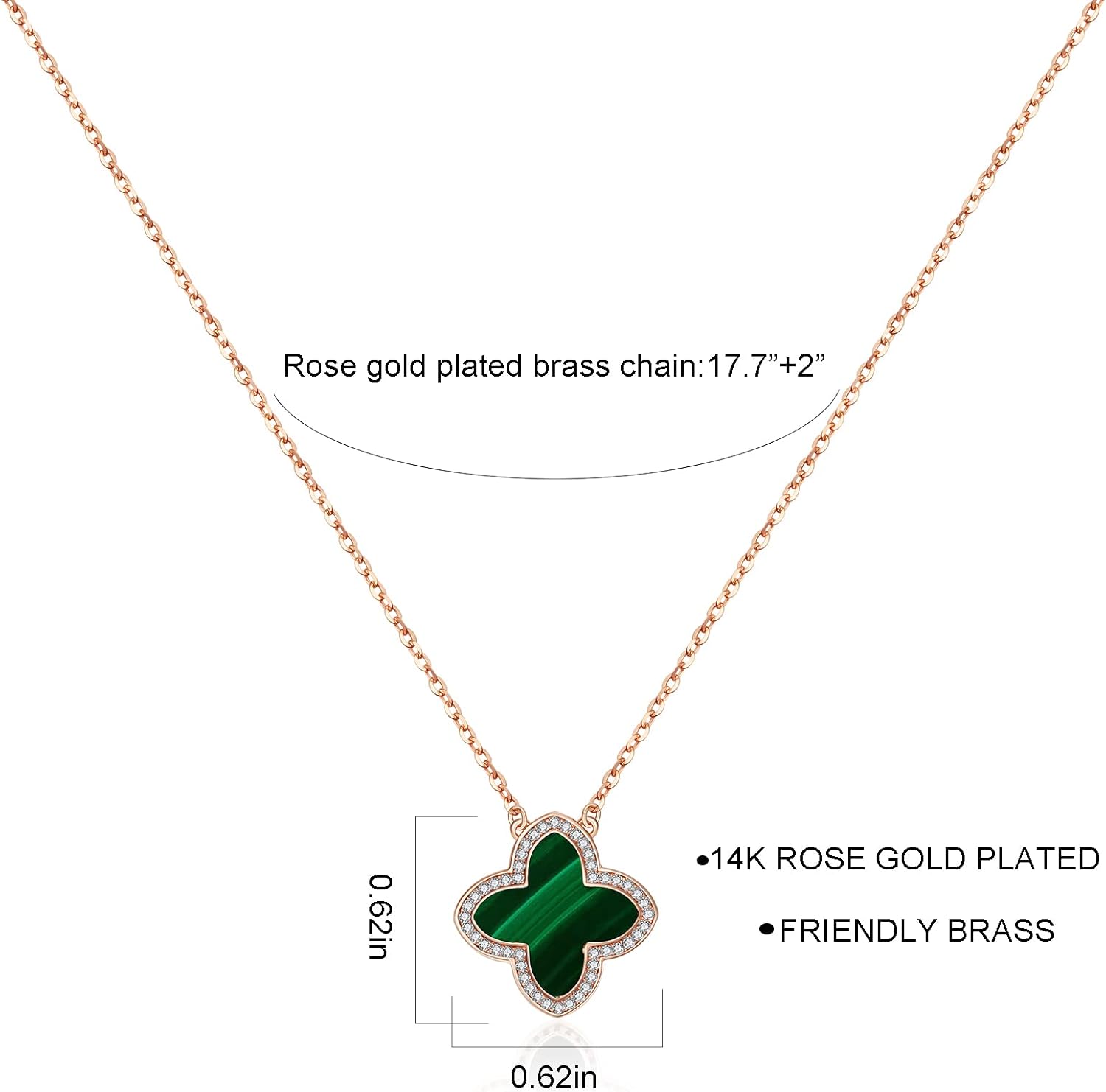 Dainty Lucky Clover Necklace 14K Gold Plated Four Leaf Clover Necklace for Women, Simple Necklace Jewelry for Girls Teen