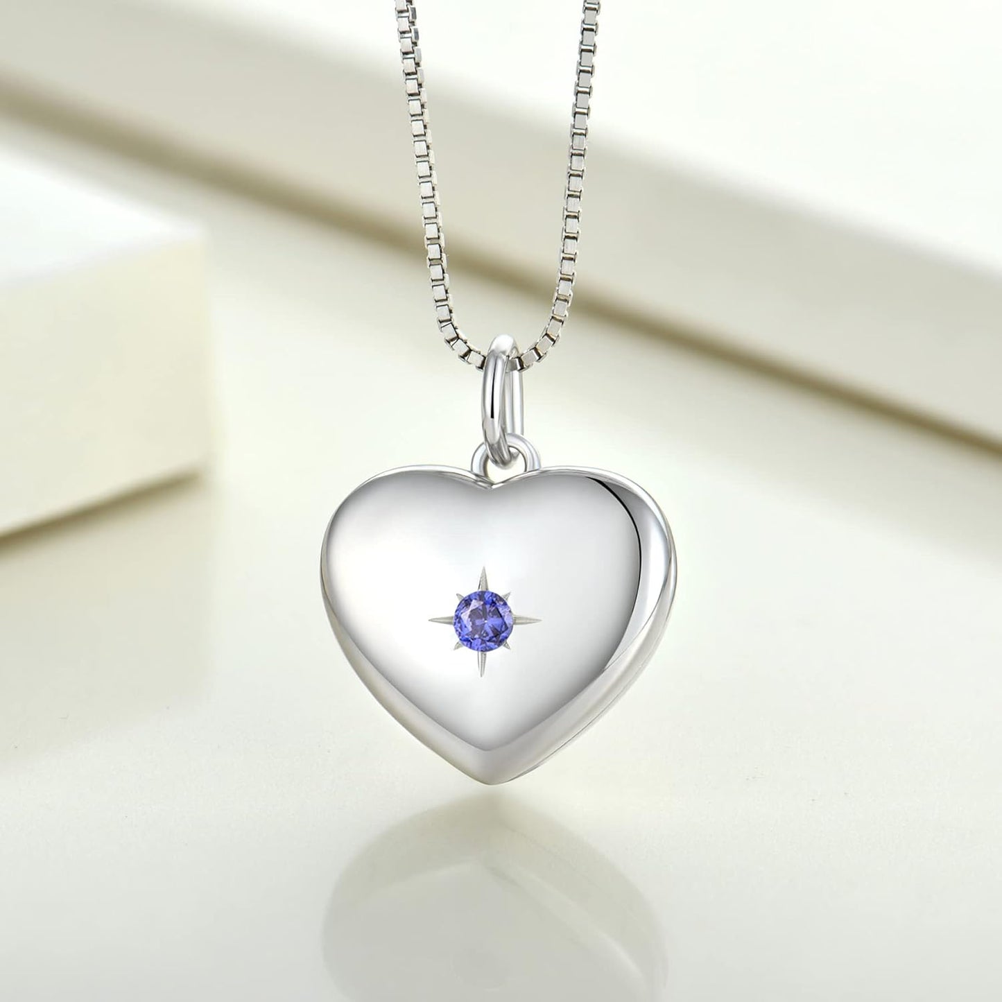 Heart Locket Picture Necklace Sterling Silver Personalized Photo Pendant Birthstone Jewelry for Women