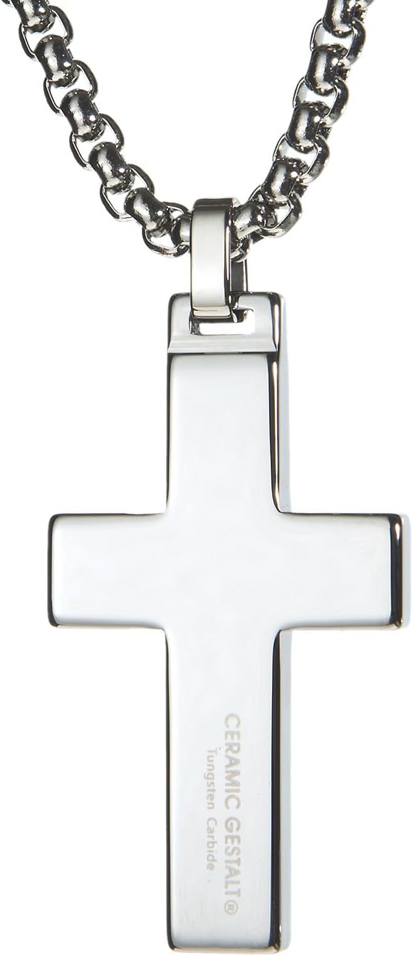 Unique GESTALT® Tungsten Cross Pendant with 4Mm Surgical Stainless Steel Box Chain.