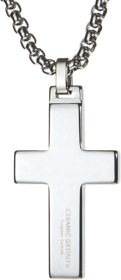 Unique GESTALT® Tungsten Cross Pendant with 4Mm Surgical Stainless Steel Box Chain.