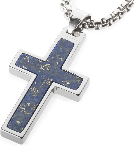 Unique GESTALT® Tungsten Cross Pendant with 4Mm Surgical Stainless Steel Box Chain.