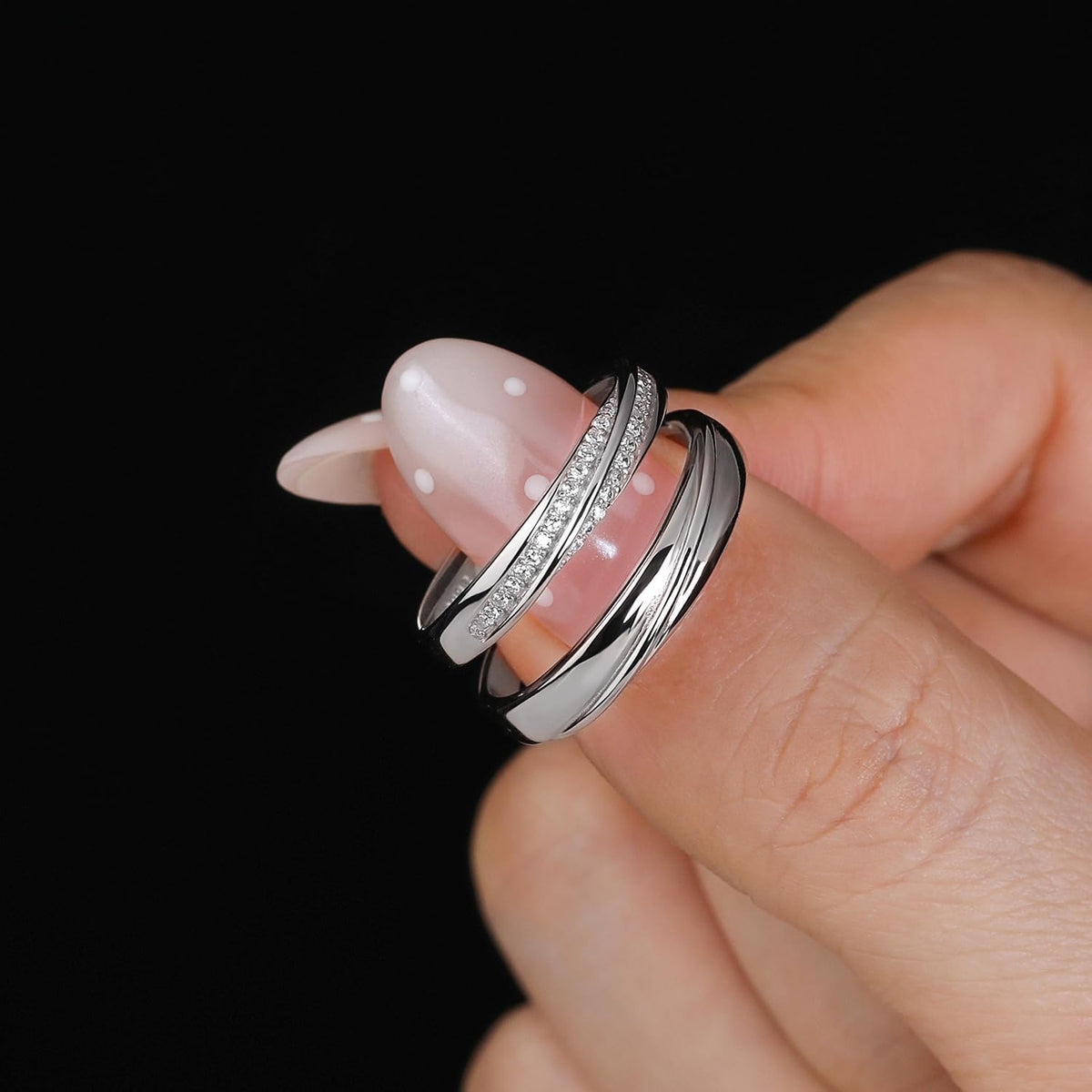 925 Sterling Silver Adjustable Matching Couple Rings– Set of 2