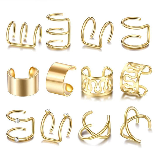 24 Pcs Gold Hair Braids Dreadlock, Non-Piercing Ear Clip Beard Beads Cuffs Clip Hair for Women Men Hair Accessories Styling Jewelry Tools