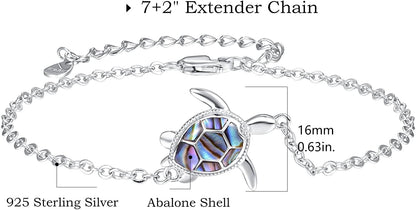 Sea Turtle Bracelet for Women 925 Sterling Silver Turtle Bracelet Adjustable Ocean Beach Bracelet Sea Turtle Jewelry Gifts
