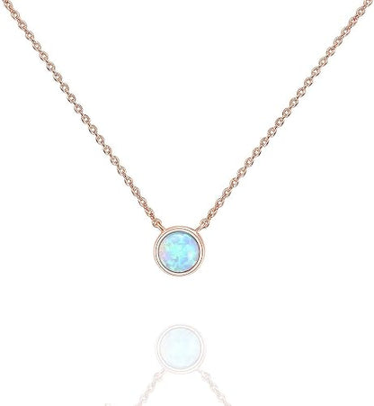 14K Gold Plated Opal Pendant Necklaces for Women, Dainty Necklace