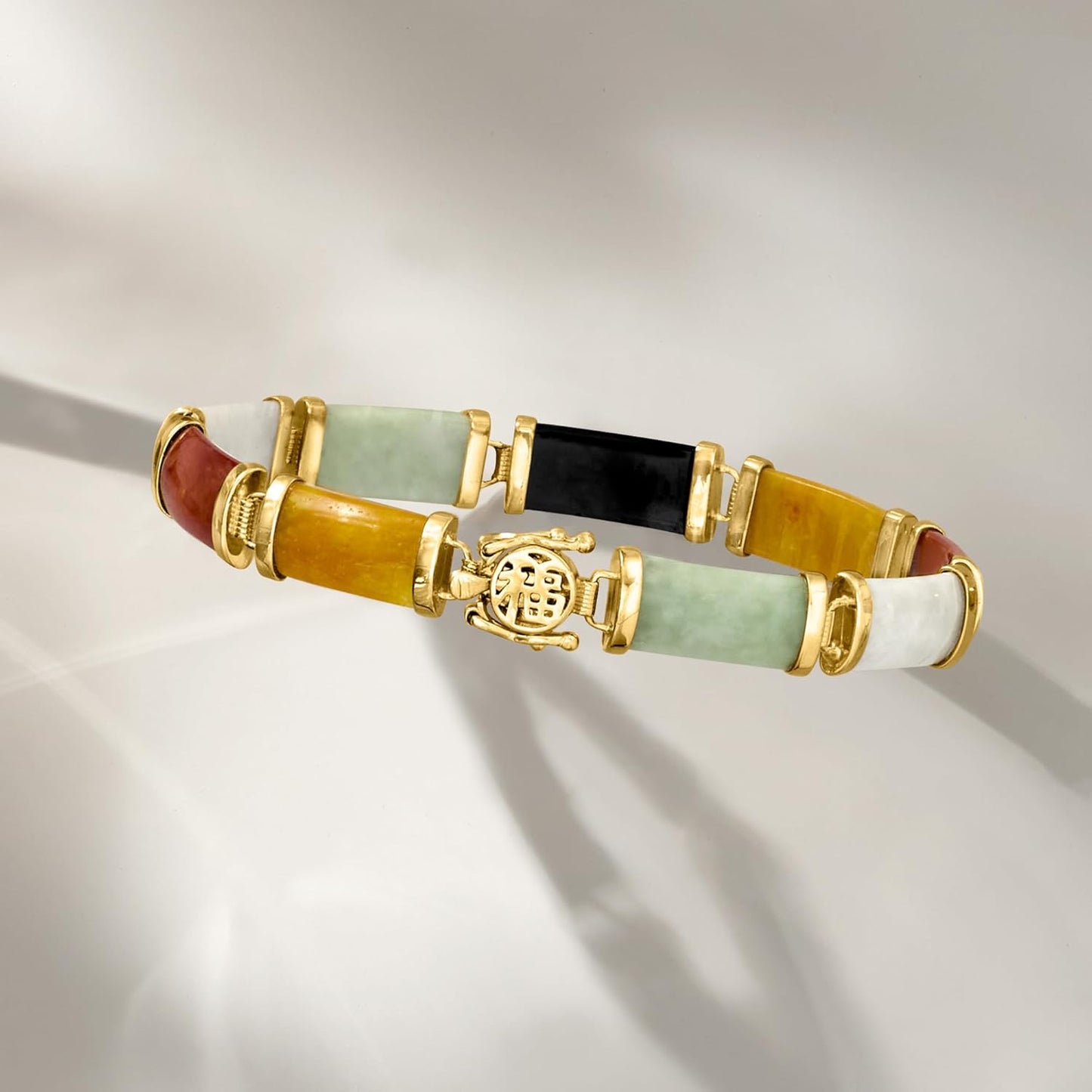 Good Fortune Jade Bracelet in 18Kt Gold over Sterling