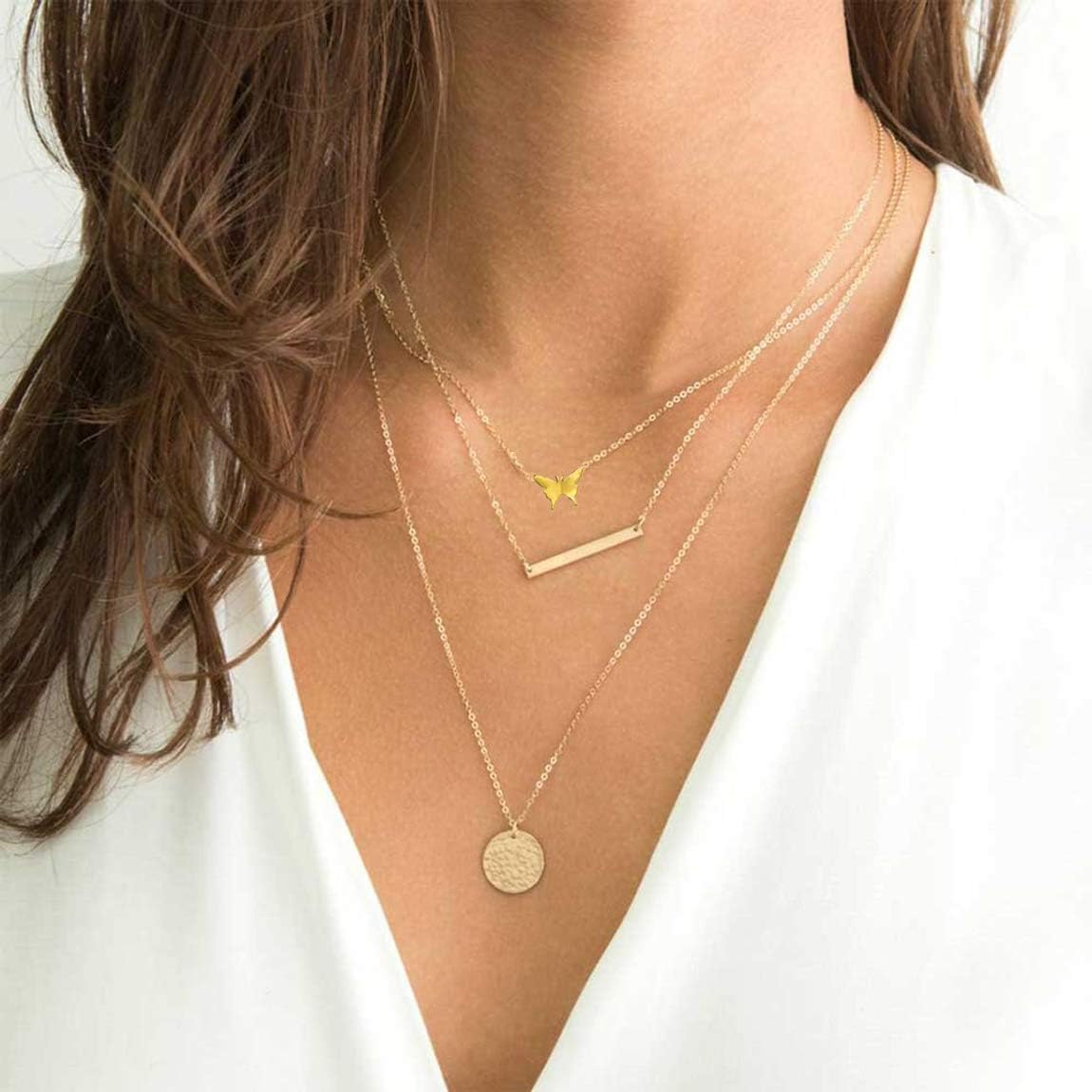 Layered Silver Necklaces for Women Trendy Dainty Layered Pendant Necklace Dainty Jewelry Gifts Stocking Stuffers