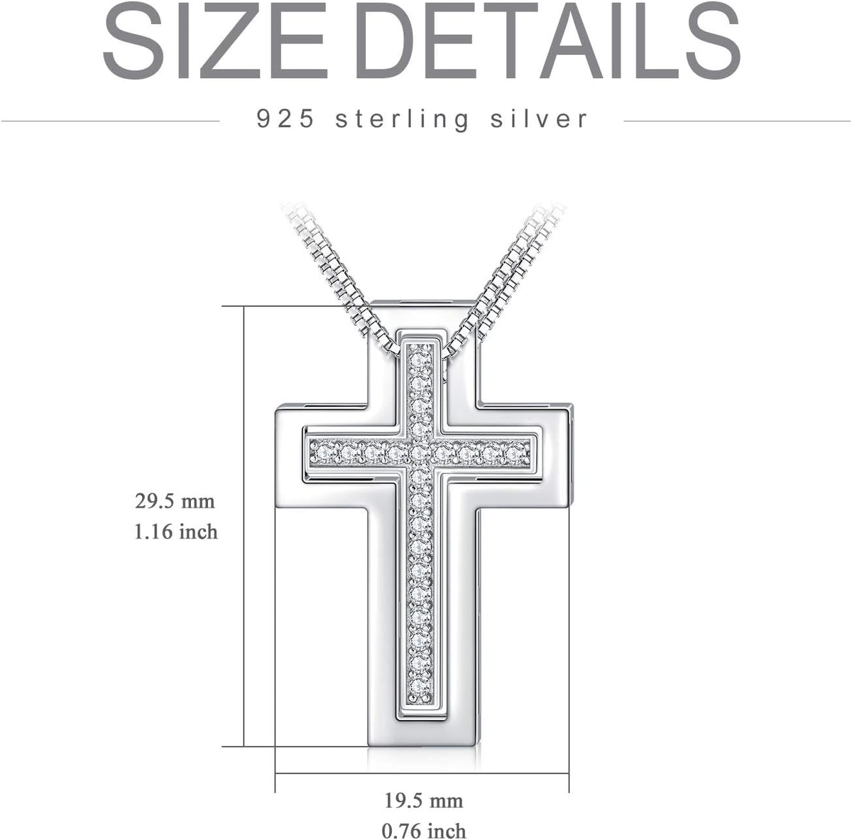 925 Sterling Silver Matching Cross CZ Necklaces– Set of 2