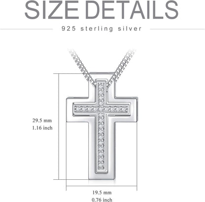 925 Sterling Silver Matching Cross CZ Necklaces– Set of 2