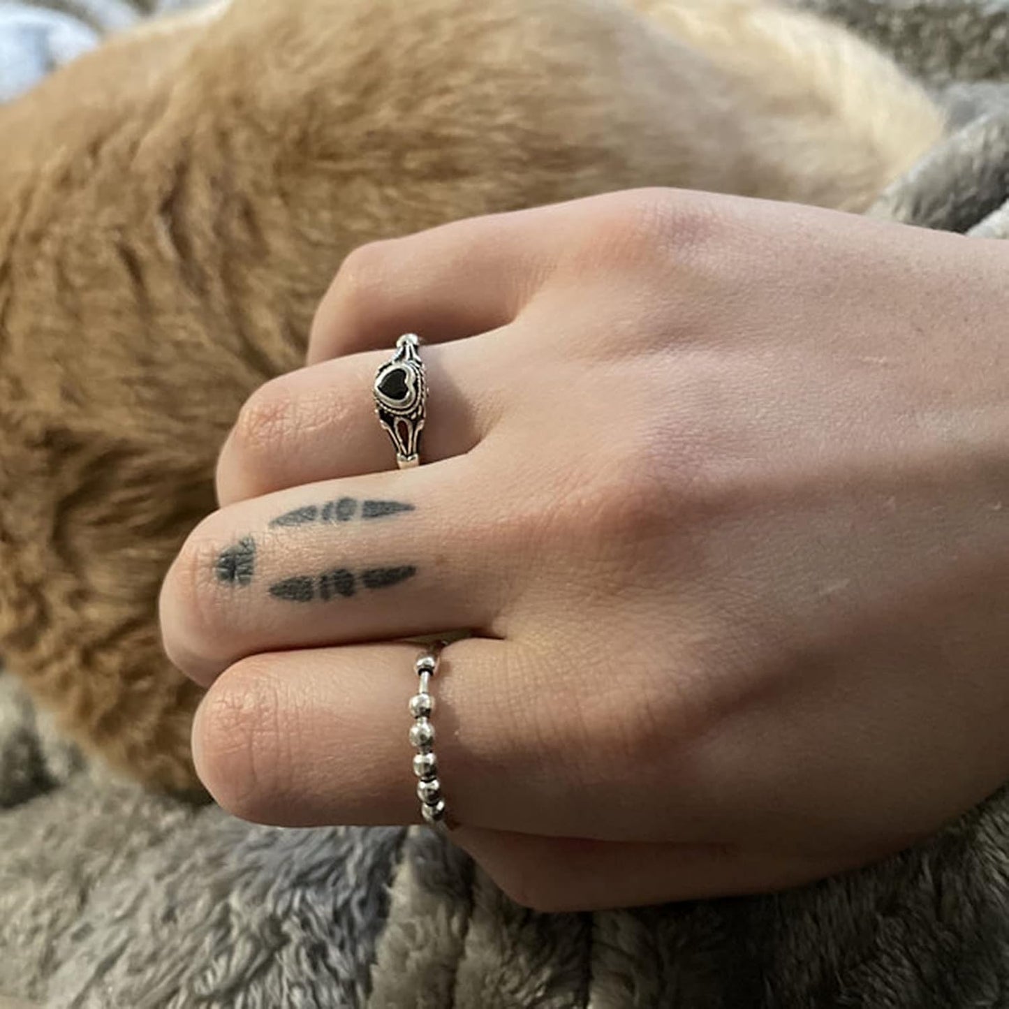 Fidget Ring Anxiety Ring for Women Bead Ring, anti Worry Ring Dainty Minimalist Ring Gift for Her, Fidget Spinning Rings for Men Stress Relief Fidget Toys