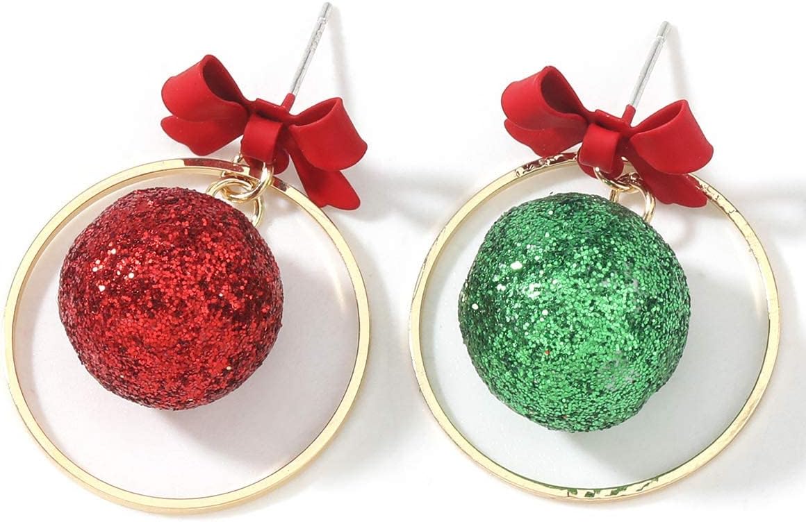 Christmas Earrings for Women - Christmas Ball, Christmas Tree, Green Leaf, Knit Earrings Holiday Jewelry