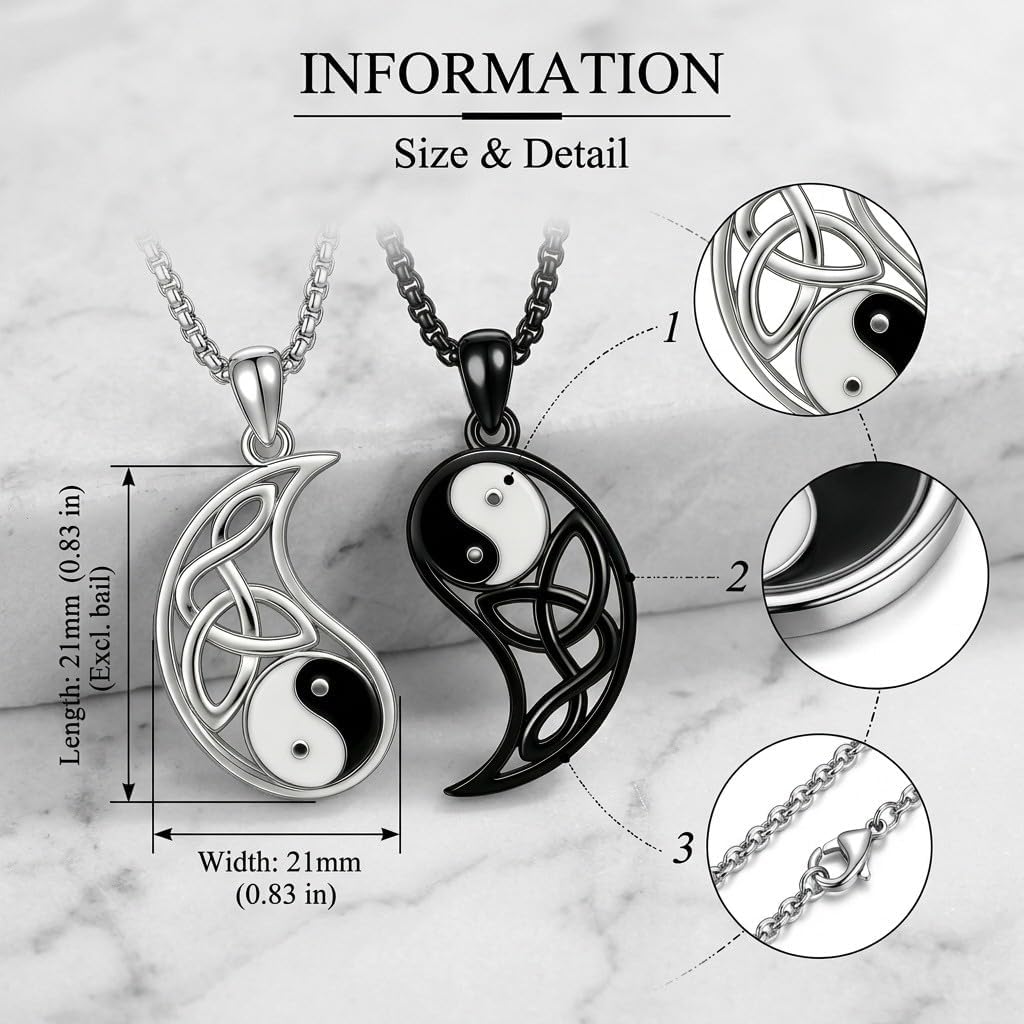 18K White Gold-Plated Yin Yang Pendant Necklace