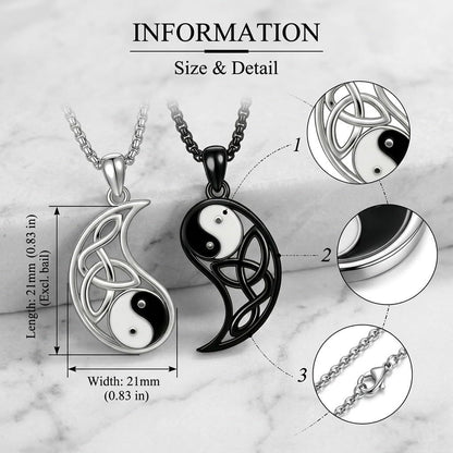 18K White Gold-Plated Yin Yang Pendant Necklace