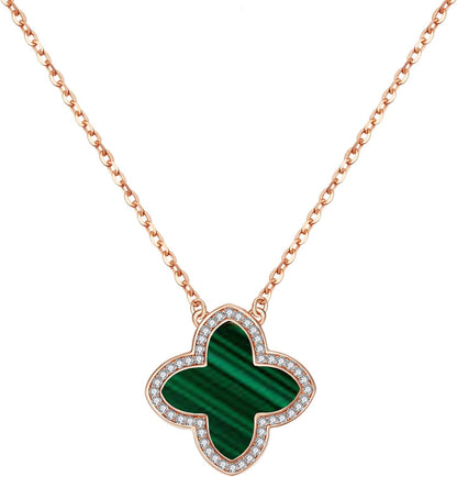 Dainty Lucky Clover Necklace 14K Gold Plated Four Leaf Clover Necklace for Women, Simple Necklace Jewelry for Girls Teen