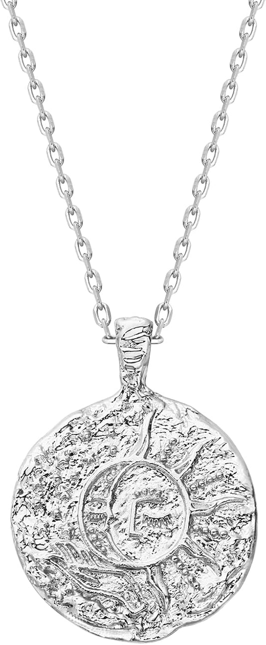 14K Gold Plated Engraved Coin Pendant Necklaces for Women | Byzantine Coin Pendants | Bohemian Necklace