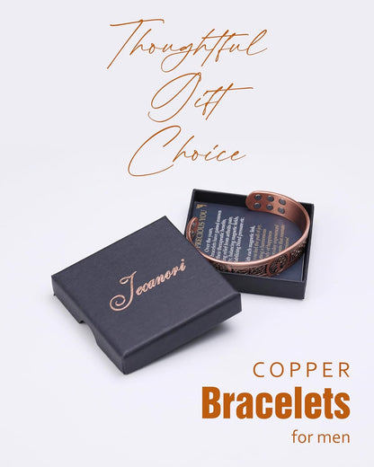Copper Bracelet for Men, 18X Strength Mens Magnetic Bracelets with 3,800 Gauss Magnets, 99.99% Pure Solid Copper Jewelry Gift