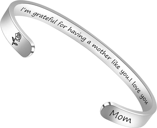 Bracelets for Women Mothers Day Bracelet Gifts from Daughter Inspirational Gifts for Women Graduation Gifts for Her Motivational Birthday Cuff Bangle Friendship Personalized Mantra Jewelry…