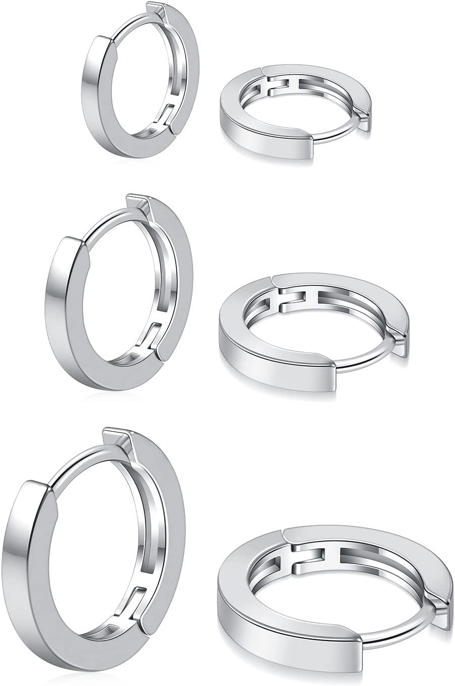 3 Pairs Small Hoop Earrings Set for Women, 14K Gold Plated Huggie Hoop Earrings for Men, Tiny Cartilage Hypoallergenic Earring Set