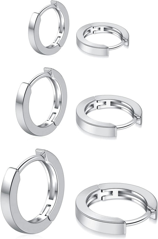 3 Pairs Small Hoop Earrings Set for Women, 14K Gold Plated Huggie Hoop Earrings for Men, Tiny Cartilage Hypoallergenic Earring Set