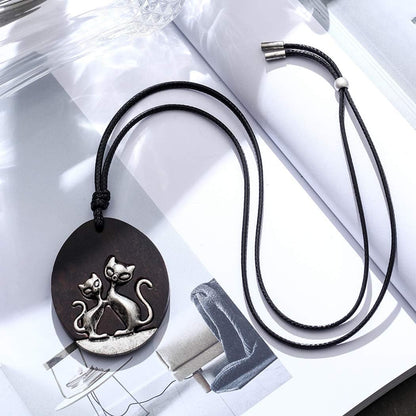 Hotsale Handmade Women Long Necklaces Jewelry Black Sandalwood Vintage Statement Necklace for Women