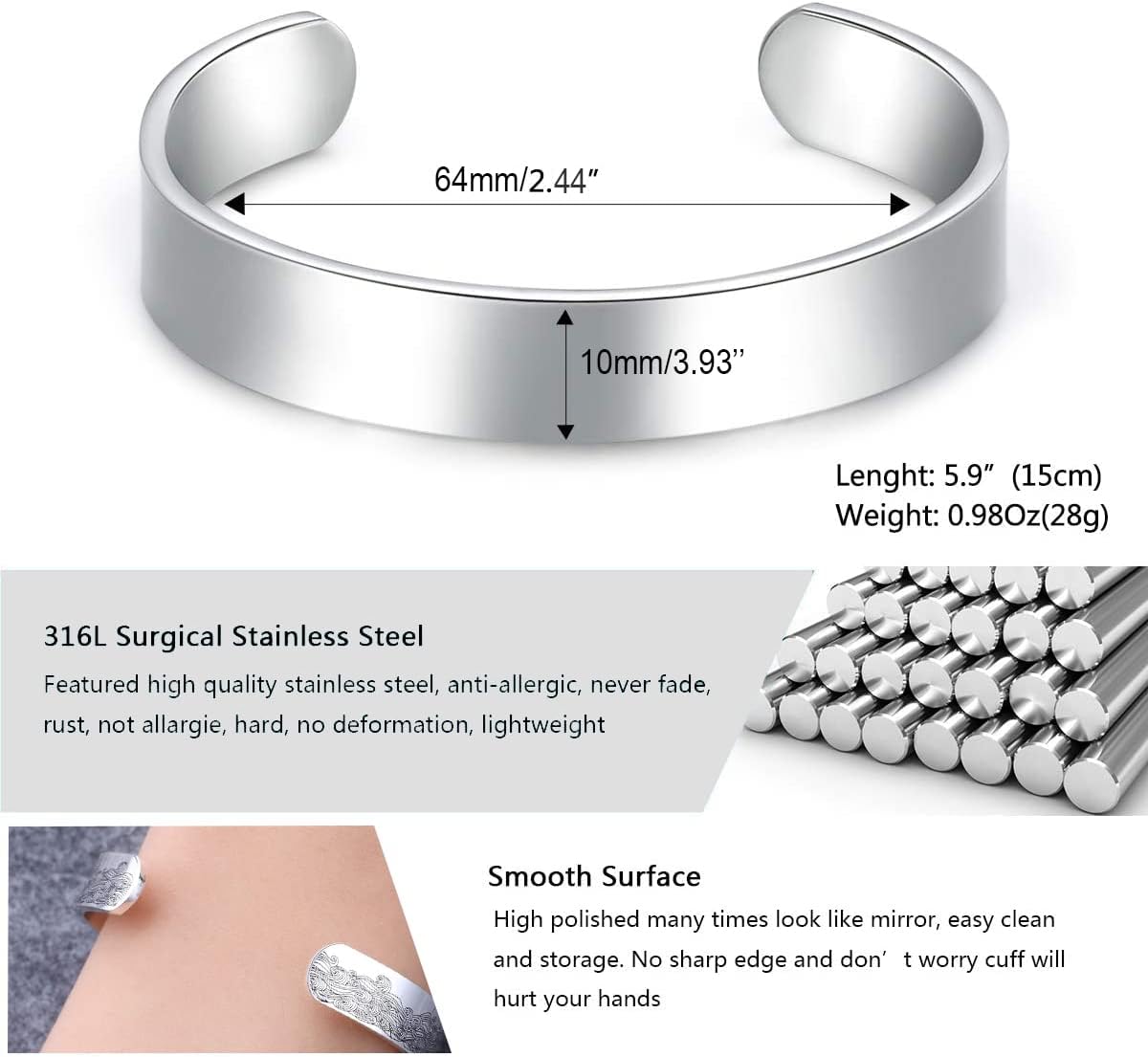 Daughter Mother Gift Bracelets Wide Cuff Bangle Inspirational Bracelets for Women Mom Personalized Message Engraved Cuff to My Daughter I Am so Proud of You