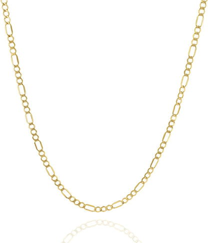 Gold Chain Necklace Collection - 14K Solid Yellow Gold Filled Figaro Chain Necklaces for Women and Men with Different Sizes (2.8Mm, 3.7Mm, 4.7Mm, 5.6Mm)