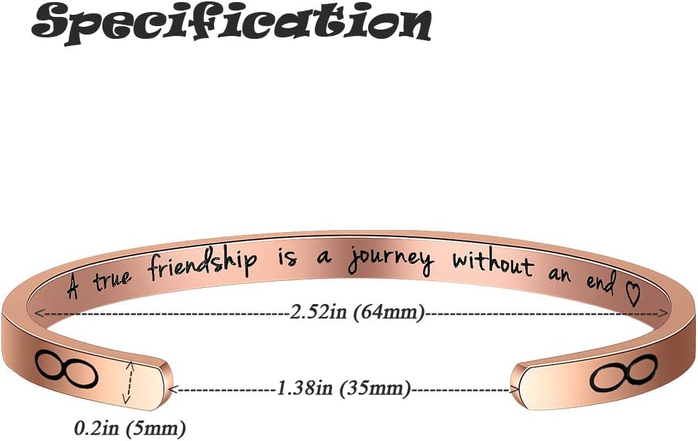 Friendship Bracelet Stainless Steel Bracelets for Women Girls, Friend Gifts Hidden Message Cuff Bracelets