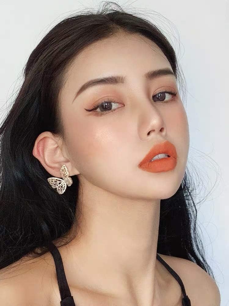 Silver Rhinestone Butterfly Earrings for Women Girls Gold Butterfly Earring Crystal CZ Cubic Zirconia Sterling Silver Cute Bow Stud for Mother Wife Lover Valentine'S Day Gift Jewelry Prom Wedding Brides