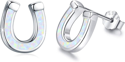 925 Sterling Silver Cute Animal Earrings Synthetic Opal Earrings Hypoallergenic Earrings Dainty Stud Birthday Gift for Her