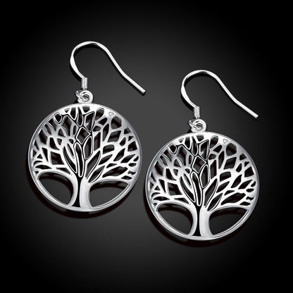 Tree of Life Earrings,Fashion Jewelry Sterling Silver Plated Tree Pendants Drop Dangle Earrings Necklace Set