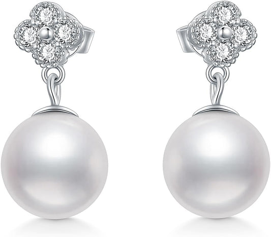 Pearl Drop Earrings for Women 925 Sterling Silver Dangling Earring Small and Elegant Dangly Lightweight Jewelry