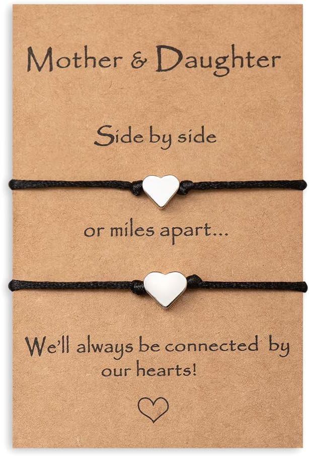 Mothers Day Jewelry Gifts for Mom Daughter, Mother Daughter Bracelets Mommy and Me Heart Matching Wish Bracelets