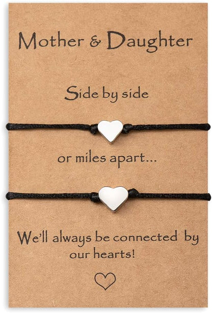 Mothers Day Jewelry Gifts for Mom Daughter, Mother Daughter Bracelets Mommy and Me Heart Matching Wish Bracelets