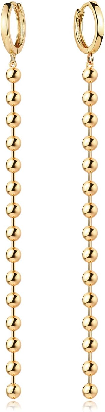 Women Chain Earrings Gold Huggie Hoop Dangle Drop 14K Gold Filled Small Boho Beach Simple Delicate Handmade Hypoallergenic Jewelry Gift