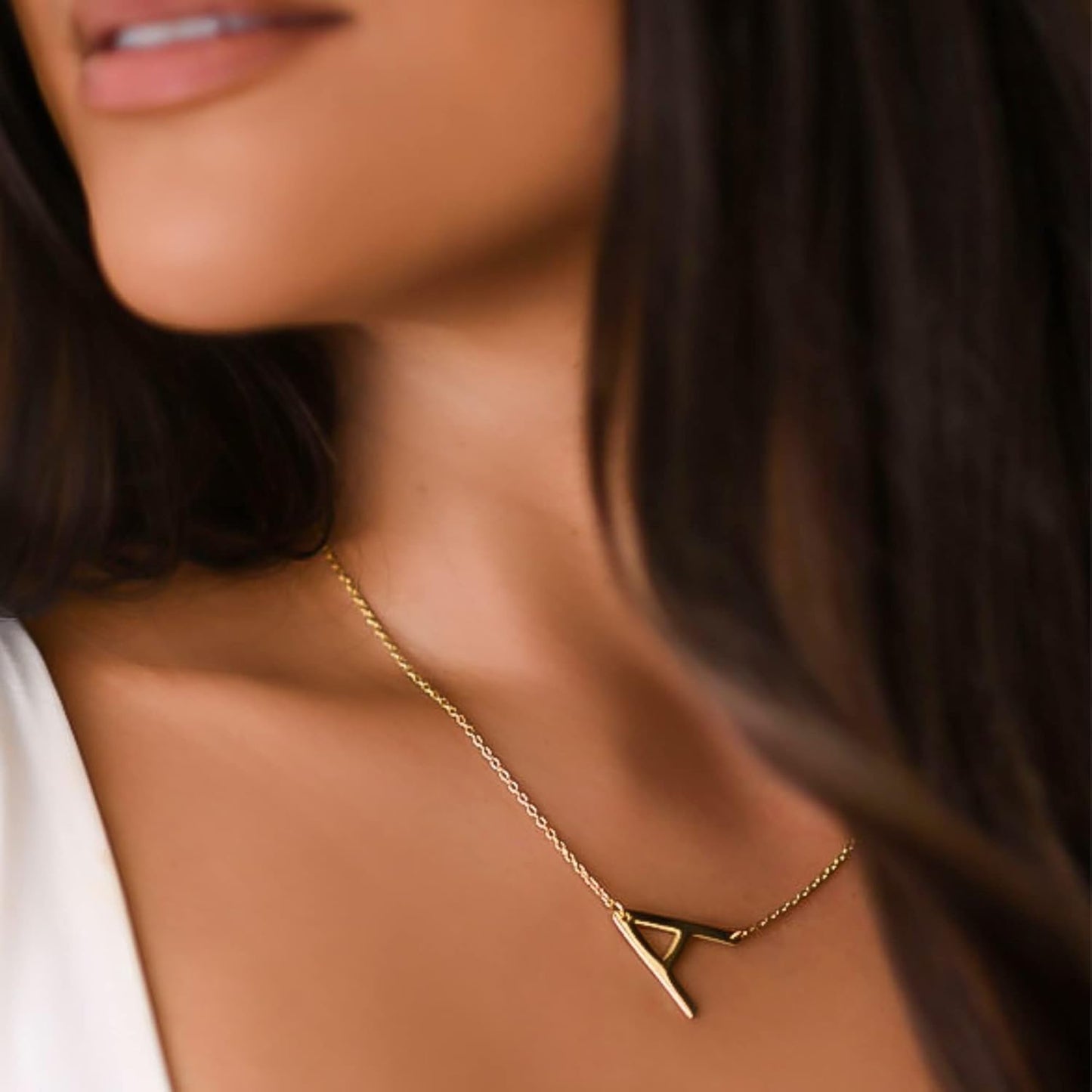 Sideways Initial Necklaces for Women | 14K Gold and Silver Letter Necklaces | Unique Birthday Gift | Trendy Jewelry | Dainty Handmade Necklaces for Women