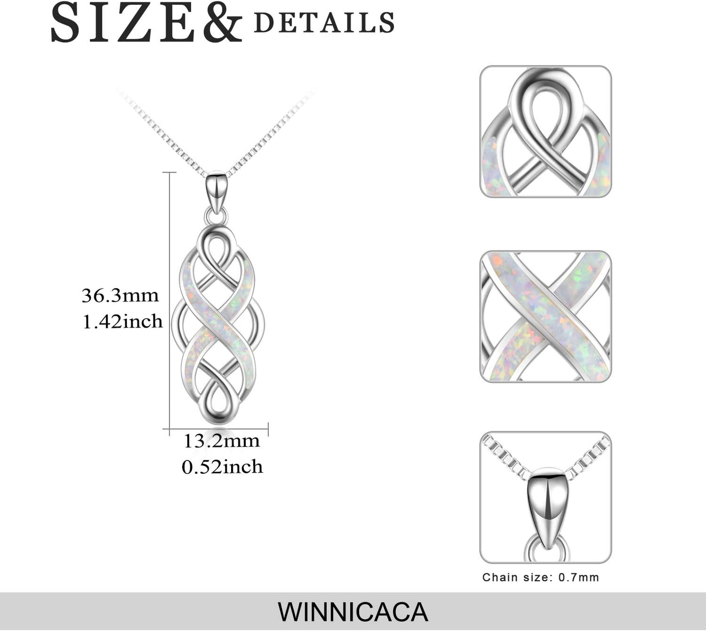 Irish Celtic Knot Created Opal Pendant Necklace Sterling Silver Black Necklaces for Women Men 18"