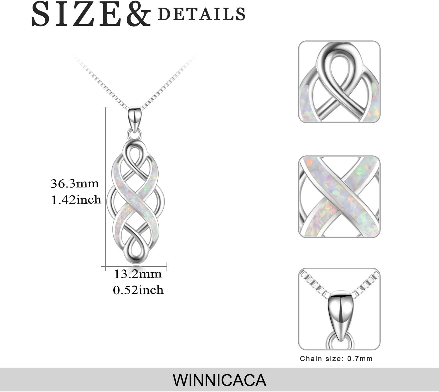 Irish Celtic Knot Created Opal Pendant Necklace Sterling Silver Black Necklaces for Women Men 18"