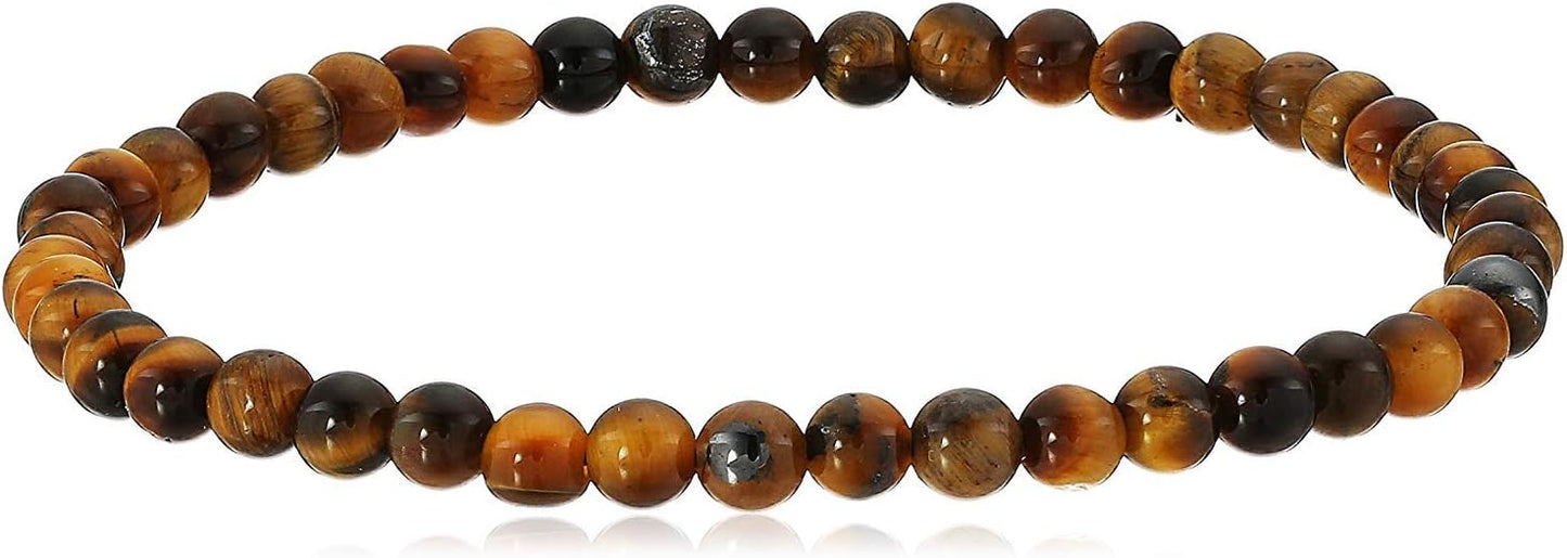4Mm Smooth round Tiger'S Eye Stretch Bracelets in Various Lengths (6.5, 7, 7.5, 8 Inches) for Women, Men or Friend, Stackable Protection Stone Bracelet Perfect for Everyday Wear W