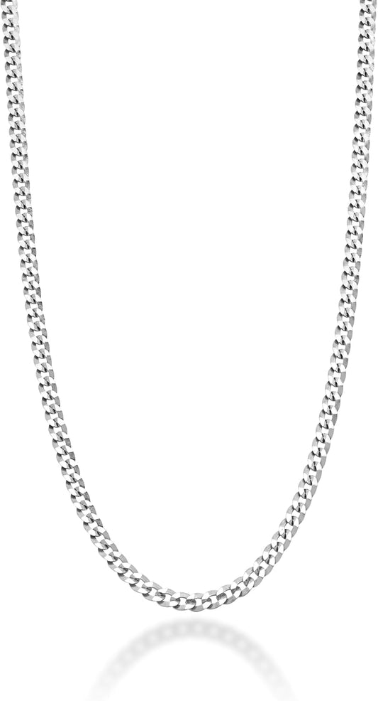 Italian 925 Sterling Silver, 18Kt Gold Plated 2.3Mm Curb Cuban Link Chain Necklace Made in Italy