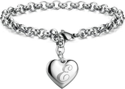 Birthday Gifts for Women Initial Charm Bracelets for Women Letters Alphabet Heart Bracelet for Women