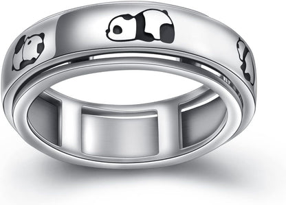 Spinner Rings for Anxiety,S925 Sterling Silver Fidget Anxiety Worry Relieving Boredom ADHD Autism Band Rings for Teen Girls